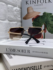 SQUARE SUNGLASSES 570264 IN GOLD METAL BROWN SMOKE LENS