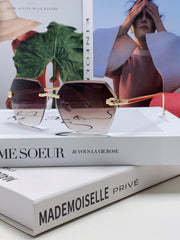 PANTHÈRE RIMLESS GEOMETRIC FRAME SUNGLASSES 539743 IN METAL