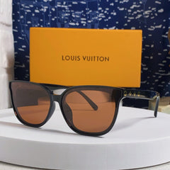 CAT EYE SUNGLASSES 571647 IN BLACK ACETATE BROWN LENS