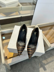 BALMAIN 25S HIGH HEELS 95MM IN BROWN AND BLACK ZEBRA PRINT CALFSKIN