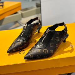 ALLURE HIGH 4.5 CM SLINGBACK IN CHOCOLATE BROWN MONOGRAM CALFSKIN