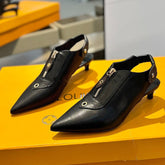 ALLURE HIGH 4.5 CM SLINGBACK IN BLACK MONOGRAM CALFSKIN