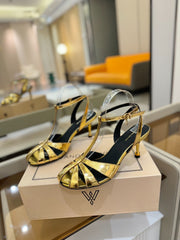 HIGH SANDALS 75 MM IN GOLD CALFSKIN