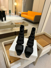 BALMAIN 25S UMA SANDALS 105MM IN BLACK VELCRO AND MESH