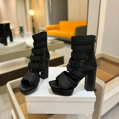 BALMAIN 25S UMA SANDALS 105MM IN BLACK VELCRO AND MESH
