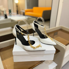 BALMAIN 25S SYNC STILETTOS WITH POINTED TOE 95MM IN WHITE CALFSKIN