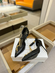 BALMAIN 25S SYNC STILETTOS WITH POINTED TOE 95MM IN BLACK CALFSKIN