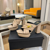 BALMAIN 25S WEDGE HEEL SANDALS 100MM IN NUDE CALFSKIN