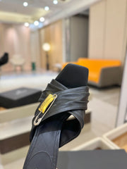 BALMAIN 25S HIGH HEEL SANDALS 95MM IN BLACK CALFSKIN