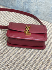 SOLFERINO SMALL SATCHEL 19 IN SCARLET RED CALFSKIN GOLD HARDWARE