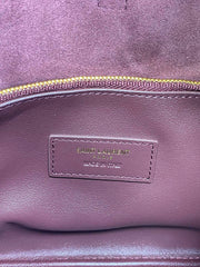 LE 5 À 7 SMALL SUPPLE 22 IN GRAPE PURPLE CALFSKIN GOLD BUCKLE