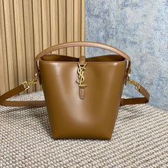 LE 37 SMALL BUCKET BAG 20 IN TORTILLA BROWN CALFSKIN GOLD HARDWARE