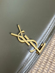 VOLTAIRE HALF-MOON SHOULDER BAG 24 IN DARK GREEN CALFSKIN GOLD METALLIC