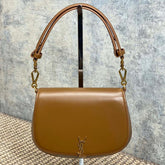 VOLTAIRE TOP HANDLE IN BOX 21 IN TAWNY BROWN CALFSKIN GOLD HARDWARE