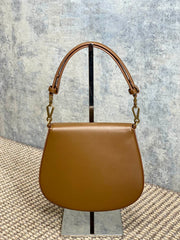 VOLTAIRE TOP HANDLE IN BOX 21 IN TAWNY BROWN CALFSKIN GOLD HARDWARE