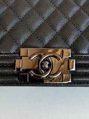 CHANEL BOY 25S 25 CM IN BLACK LAMBSKIN