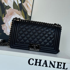 CHANEL BOY 25S 25 CM IN BLACK LAMBSKIN