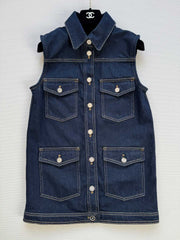 CC 25 Vest Jacket Blue Denim Fabric