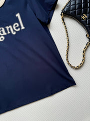 CC Round neck T-shirt Navy Blue Cotton