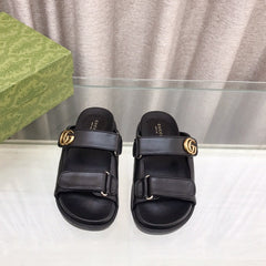 GG Rubber Sole Logo Sandals Black