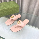 GG marmont logo - embellished mattelasse leather sandal in pink
