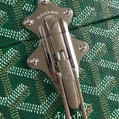 CASSETTE TRUNK BAG 21 IN GREEN GOYARDINE CANVAS & CLAMECY COWHIDE