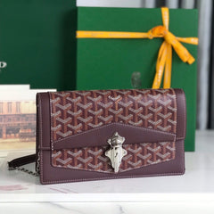 DUCHESSE MARIE-CAROLINE BAG 25 IN WINE RED GOYARDINE CANVAS AND SMOOTH CALFSKIN