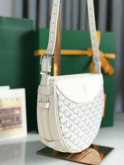 HIRONDELLE BAG 25 IN WHITE LAMBSKIN AND GOYARDINE CANVAS