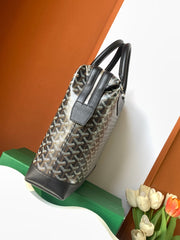 CISALPIN DOCUMENT CASE 39 IN BLACK GOYARDINE CANVAS AND CALFSKIN