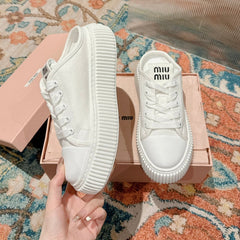 Sneakers Mules White Canvas