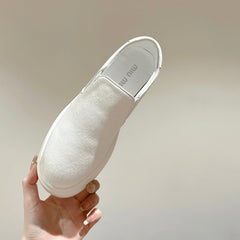 Slip-on Shoes High Sole White Canvas