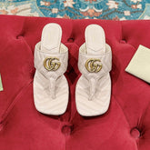 HIGH THONG MULE 55MM IN BEIGE CREAM CALFSKIN WITH GOLD HARDWARE