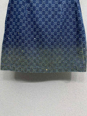 GG Blue Monogram Crystal Embellished Mini Skirt