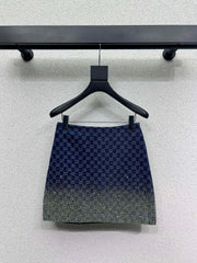 GG Blue Monogram Crystal Embellished Mini Skirt