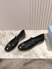 PRADA 25S BALLERINAS IN BLACK CALFSKIN GLOSSY