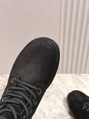 CELINE 25S SHORT MARTIN BOOTS IN BLACK CALFSKIN