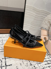 HIGH HEEL 4 CM PUMP IN BLACK CALFSKIN