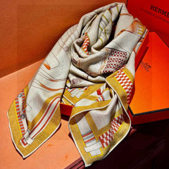 HERMES 25S SCARF 140 IN SILK AND CASHMERE 735808