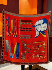 HERMES 25S SCARF 140 IN SILK AND CASHMERE 735809