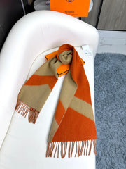 SCARF 190 CM IN RUST ORANGE MIX LIGHT YELLOW CASHMERE 370396