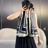 MONOGRAM SQUARE SCARF 140 CM IN BLACK MIX WHITE CASHMERE AND SILK 413742