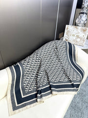 MONOGRAM SQUARE SCARF 140 CM IN BLACK MIX WHITE CASHMERE AND SILK 413742