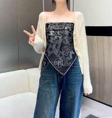 CHANEL 25S SCARF 90 IN TWILL SILK 740295