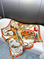 HERMES 25S SCARF 135 IN CASHMERE SILK 730647
