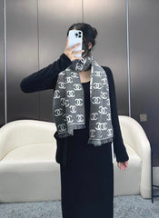 CHANEL 25S SCARF 180 IN CASHMERE WOOL 733941