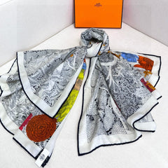 HERMES 25S SCARF 135 IN CASHMERE SILK 733938