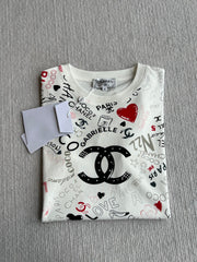 CHANEL OFF-WHITE LOGO PRINT T-SHIRT