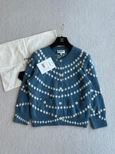 Chanel 25P Cardigan Dark Blue Mix White Cashmere 229517
