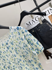 LOEWE SHORT-SLEEVE SWEATER WITH FLORAL KNIT 275922