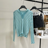 DIOR LONG-SLEEVE SWEATER WITH NAVY STRIPED COLLAR 275933